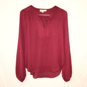 HIPPIE ROSE | Wine Red Peasant Style Blouse Top